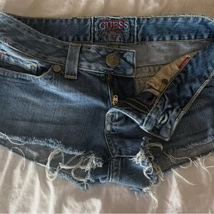 GUESS Distressed Blue Jean Shorts